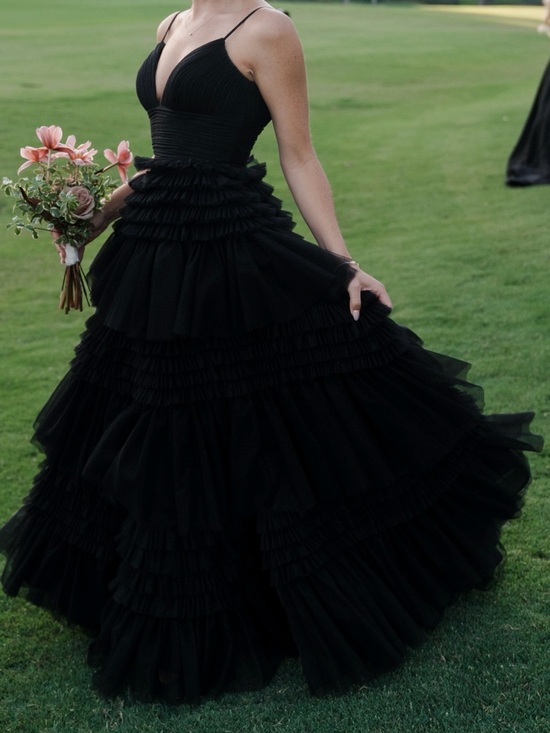Sherri Hill Dresses & Skirts - Sherri Hill Style 54843 Elegant Black Ruffled Tulle Prom & Evening Dress